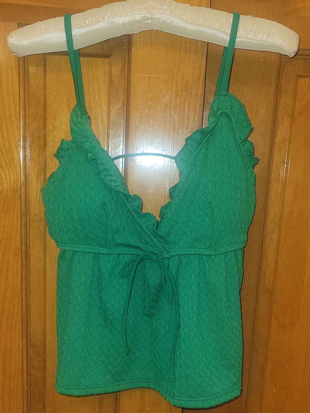 Green Ruffle-Trim Women's Tankini Top - Samiol